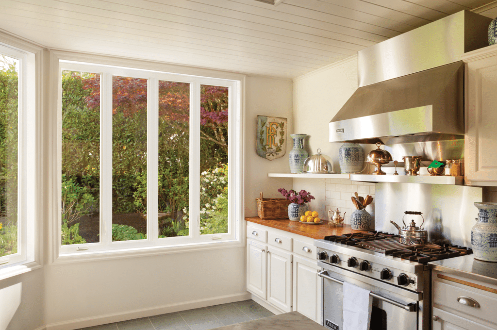 Residential windows in a Lafayette, IN kitchen.  This is a 4-lite casement window.